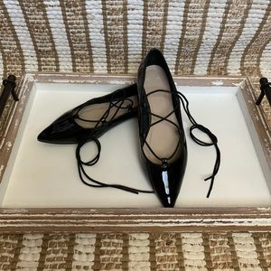 Patent Black Lace Up Flats